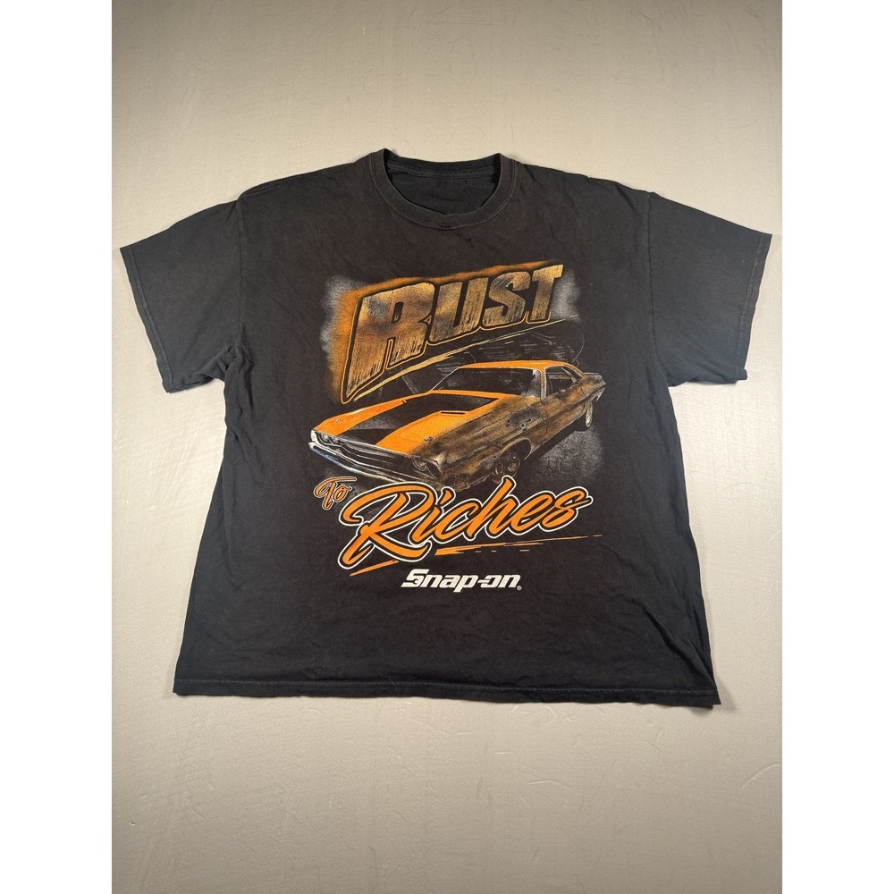 Rust‎ To Riches Shirt Mens Extra Large Black Snap-on Car Graphic Tee Crewneck